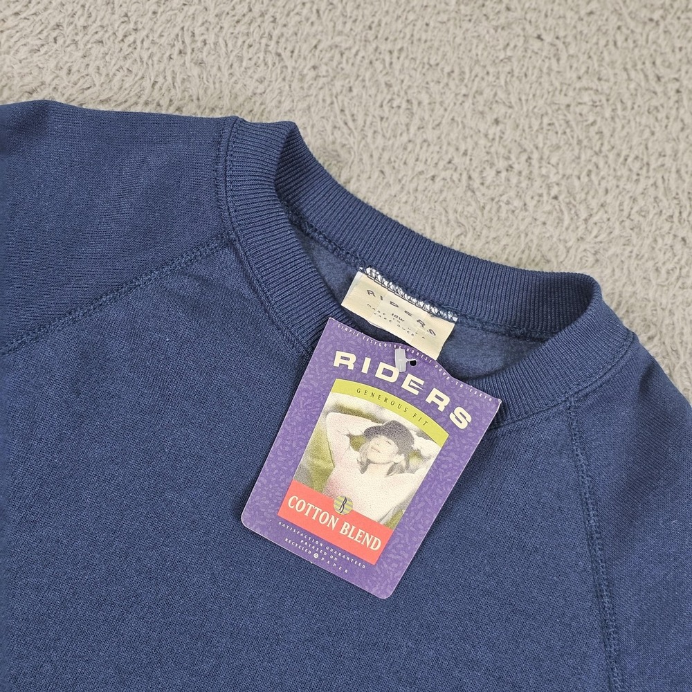 Riders Sweatshirt Womens 18W Plus Size Blue Crewneck Cotton Blend Made USA